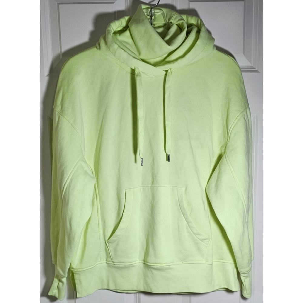 Old Navy Oversized Rib-Knit Funnel-Neck Pullover Hoodie, Lemon Yellow, XS